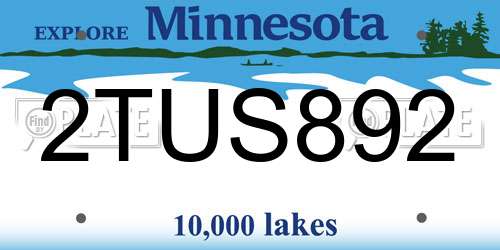 2TUS892 Minnesota License Plate
