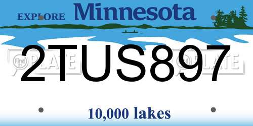 2TUS897 Minnesota License Plate