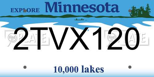 2TVX120 Minnesota License Plate