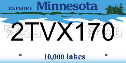 2TVX170 Minnesota License Plate
