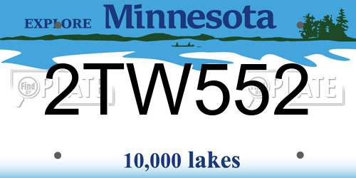 2TW552 Minnesota License Plate