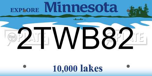 2TWB82 Minnesota License Plate