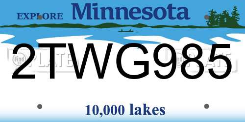 2TWG985 Minnesota License Plate