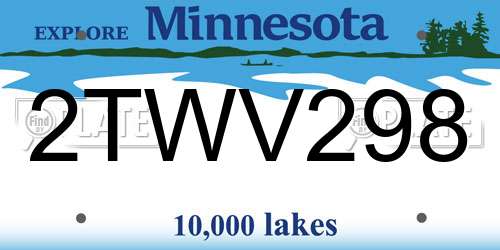 2TWV298 Minnesota License Plate