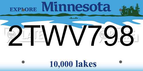 2TWV798 Minnesota License Plate