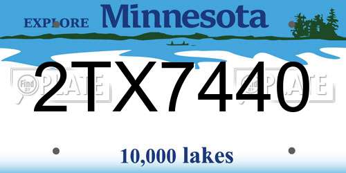 2TX7440 Minnesota License Plate