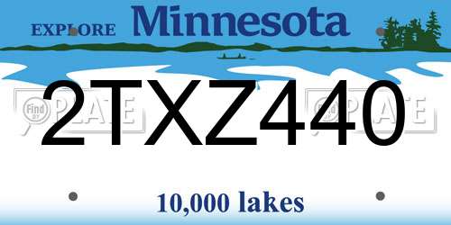2TXZ440 Minnesota License Plate