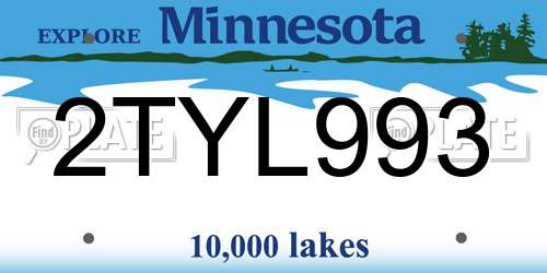 2TYL993 Minnesota License Plate