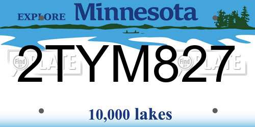 2TYM827 Minnesota License Plate