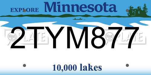 2TYM877 Minnesota License Plate