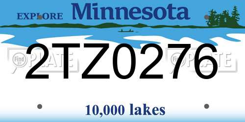 2TZ0276 Minnesota License Plate