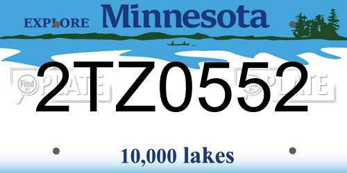 2TZ0552 Minnesota License Plate