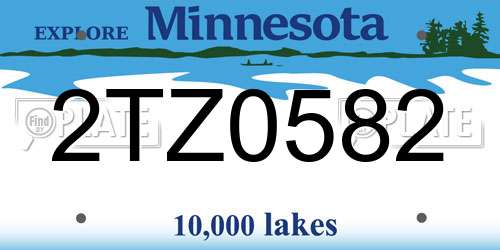 2TZ0582 Minnesota License Plate