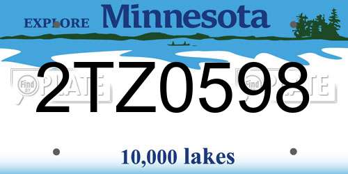 2TZ0598 Minnesota License Plate