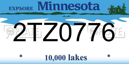 2TZ0776 Minnesota License Plate