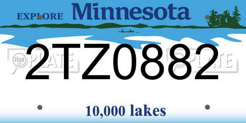 2TZ0882 Minnesota License Plate