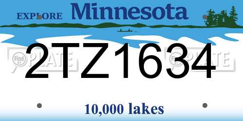 2TZ1634 Minnesota License Plate