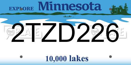 2TZD226 Minnesota License Plate