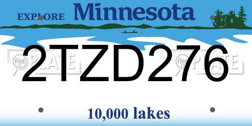 2TZD276 Minnesota License Plate