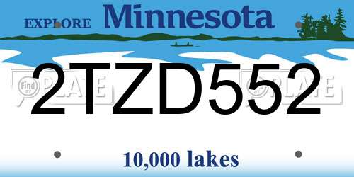 2TZD552 Minnesota License Plate