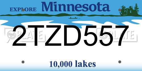 2TZD557 Minnesota License Plate