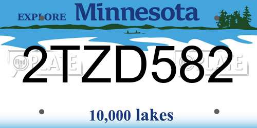 2TZD582 Minnesota License Plate