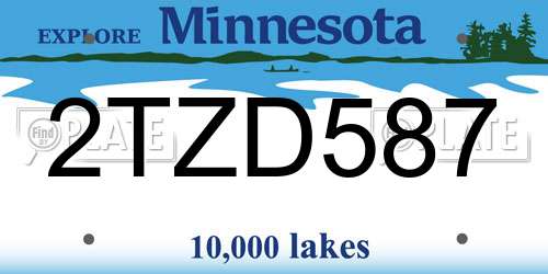 2TZD587 Minnesota License Plate