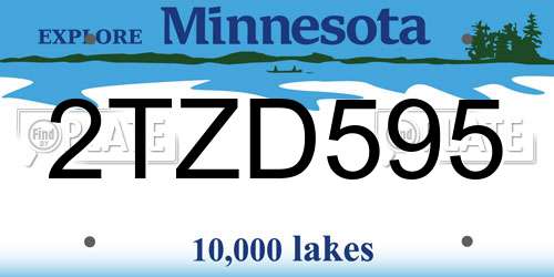 2TZD595 Minnesota License Plate
