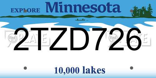 2TZD726 Minnesota License Plate