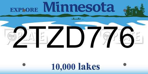 2TZD776 Minnesota License Plate