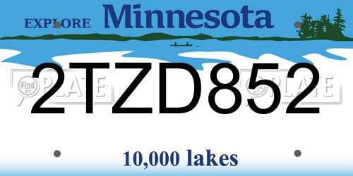 2TZD852 Minnesota License Plate