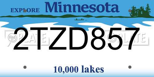 2TZD857 Minnesota License Plate