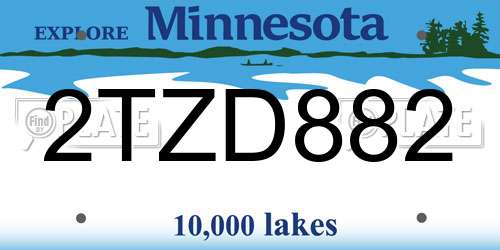 2TZD882 Minnesota License Plate