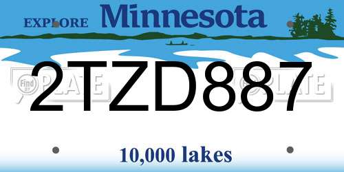 2TZD887 Minnesota License Plate