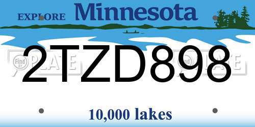 2TZD898 Minnesota License Plate