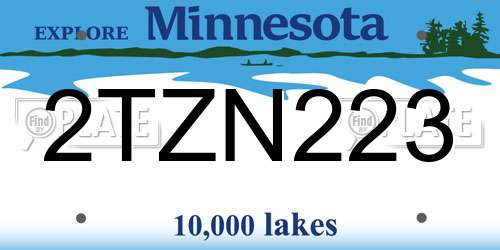2TZN223 Minnesota License Plate