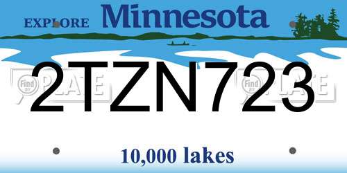 2TZN723 Minnesota License Plate