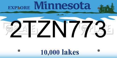 2TZN773 Minnesota License Plate
