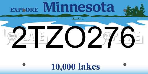 2TZO276 Minnesota License Plate