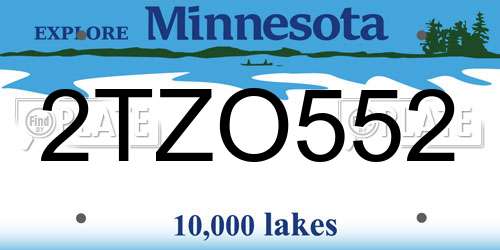 2TZO552 Minnesota License Plate