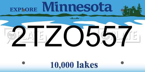 2TZO557 Minnesota License Plate