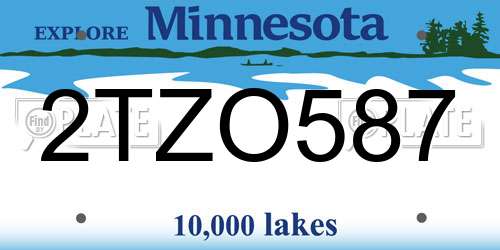 2TZO587 Minnesota License Plate