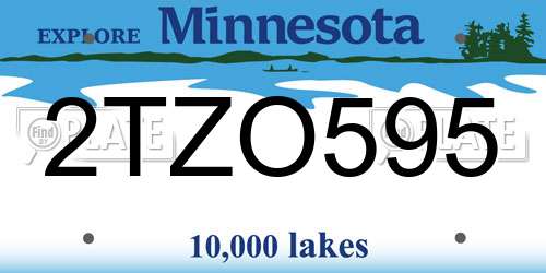 2TZO595 Minnesota License Plate