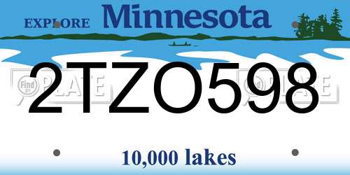 2TZO598 Minnesota License Plate