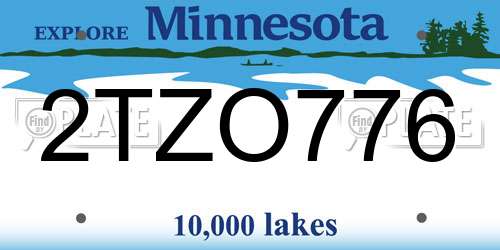 2TZO776 Minnesota License Plate