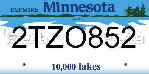 2TZO852 Minnesota License Plate