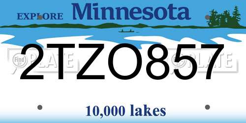 2TZO857 Minnesota License Plate