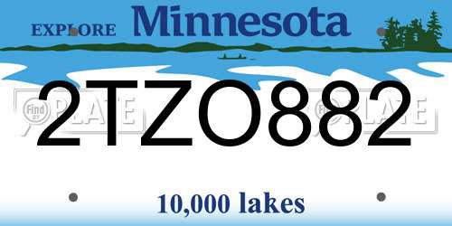 2TZO882 Minnesota License Plate