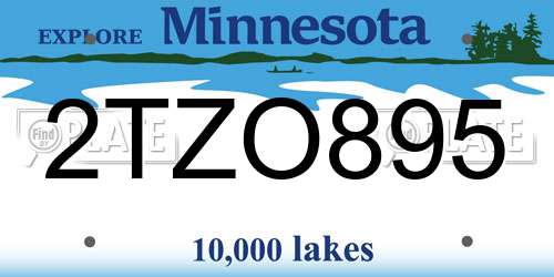 2TZO895 Minnesota License Plate