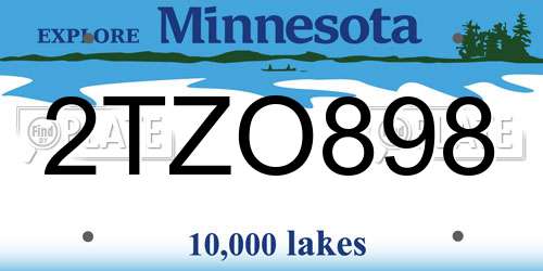 2TZO898 Minnesota License Plate